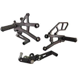 05-0511B Triumph Daytona 675 2006-12 Street Triple 2013-16 RACE ONLY (No Side Stand) Complete Rearset Kit w/ Pedals - GP Shift w/o QS - Woodcraft Technologies