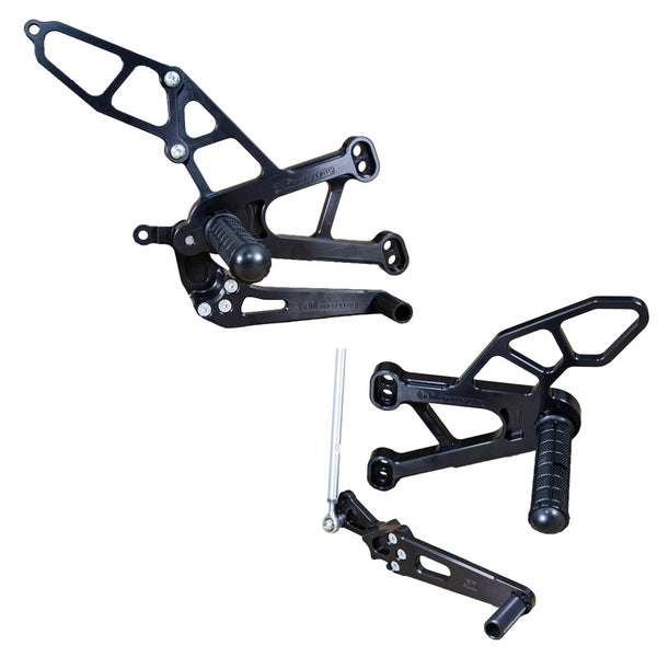 05-0452B Yamaha YZF-R1 2009-14 YZF-R1LE 2009-12 Complete Rearset Kit w/ Pedals - STD/GP Shift - Woodcraft Technologies