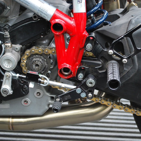 05-0640B Ducati 848 2008-11, 1098 2007-09 1198 2008-11, 848 EVO 2011-13 Complete Rearset Kit w/ Pedals Black - STD/GP Shift - Woodcraft Technologies