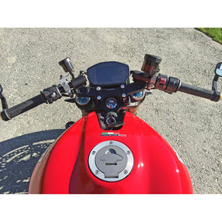 Ducati Monster 1200 '14-16 Front Mount 35mm Eccentric Adapter Plate Assembly, Black Bars - Woodcraft Technologies