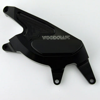 60-0225RC Suzuki SV650 '03-12 RHS Clutch Cover Protector, Black with Skid Pad Options - Woodcraft Technologies
