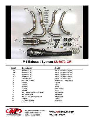 M4 Performance Suzuki GSX-R600 2008-10, Suzuki GSX-R750 2008-10 Full Exhaust System Black GP