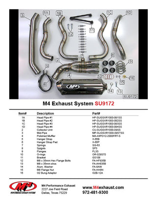 M4 Performance Suzuki GSX-R1000 2009-2011 Full Exhaust System Polished Canister